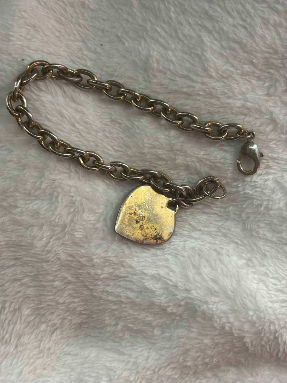 Gold-Tone Heart Charm Chain Bracelet - Unbranded